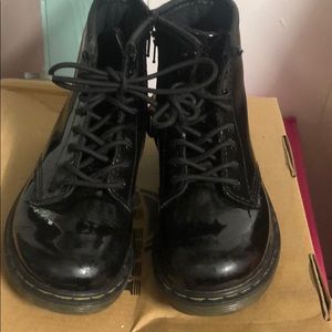 Black patent leather boots